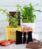 Combo of 2 Silver Rakhi with Chocolate N Plants